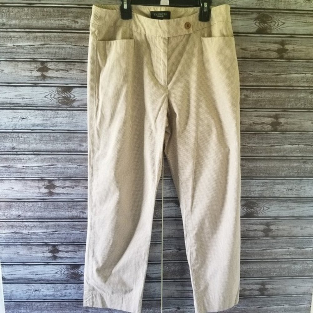 Talbots Signature Women's Gingham Cropped Pants Size 6 Cotton Blend Pockets